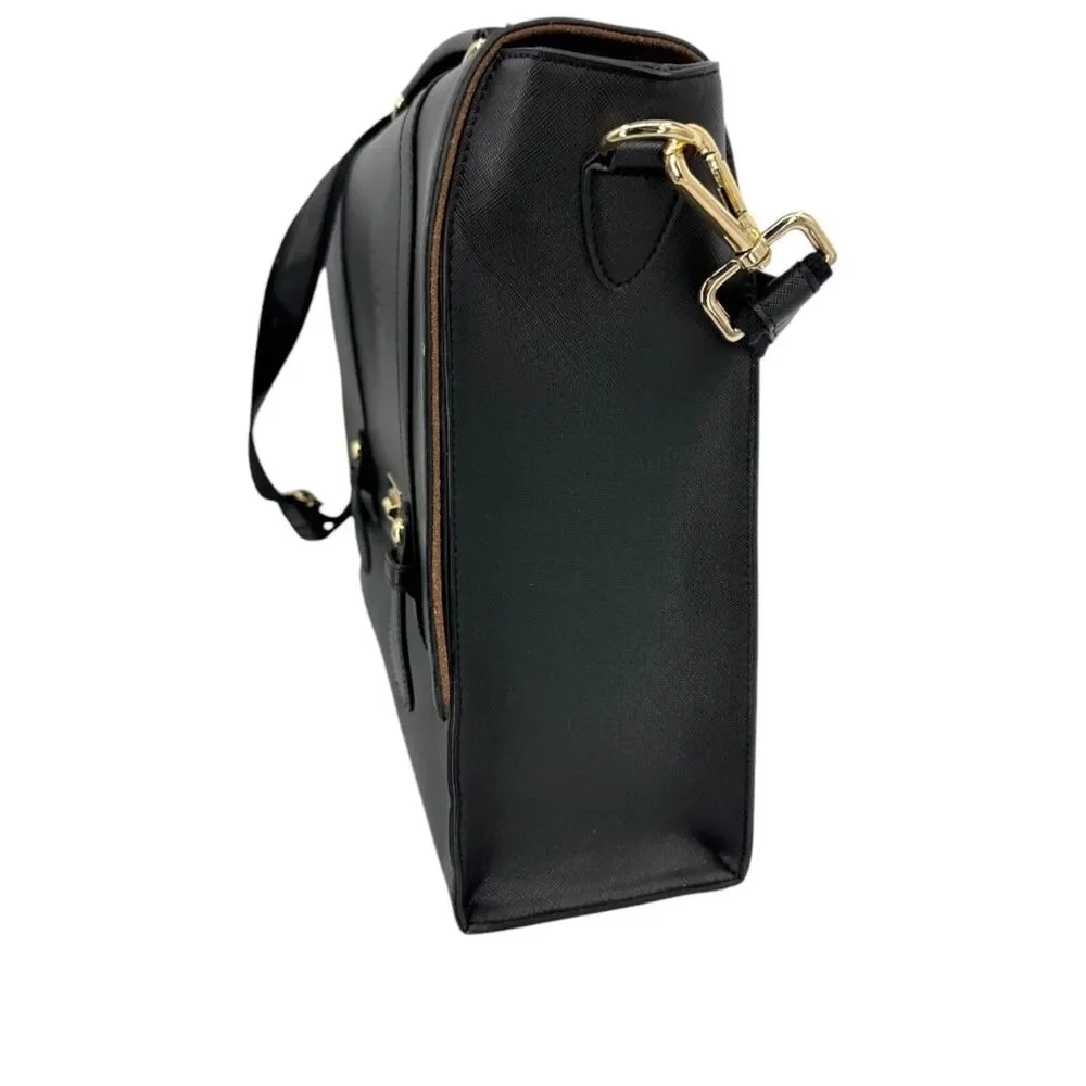 Easegave Black Briefcase 15.6 inch laptop professional bag shoulder strap